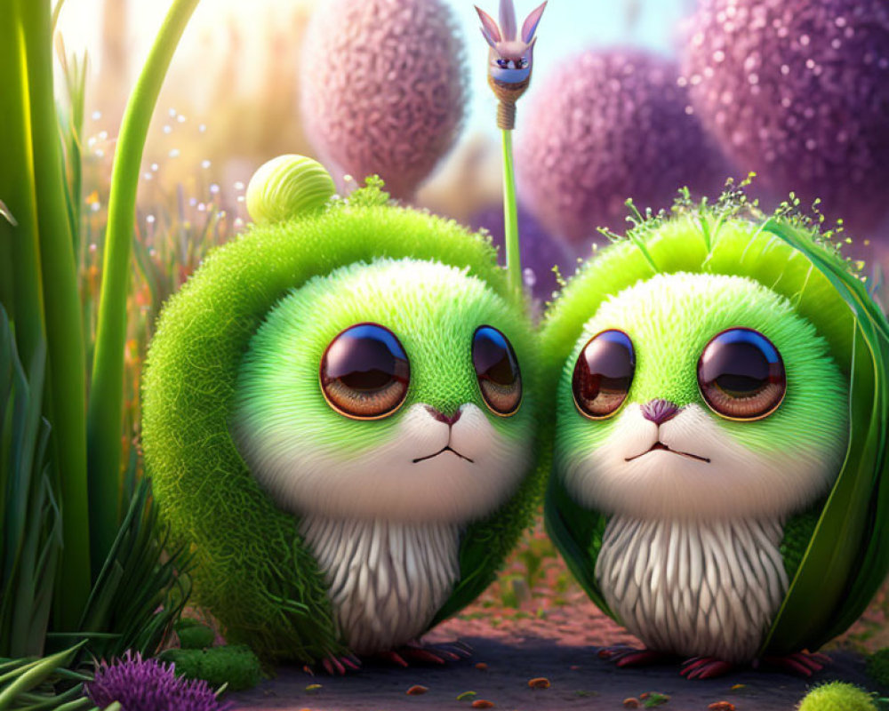 Colorful Fantasy Landscape with Adorable Fluffy Creatures