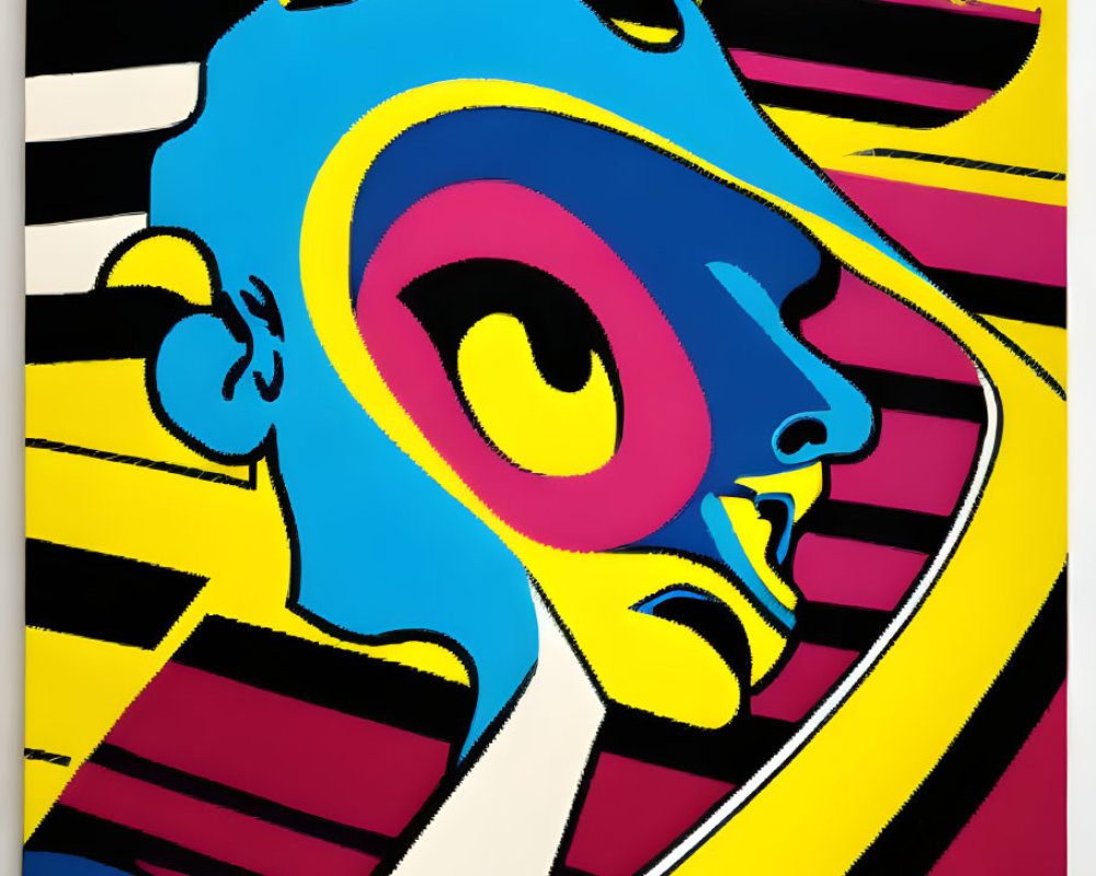 Vibrant Abstract Art: Stylized Face Profile with Bold Colors