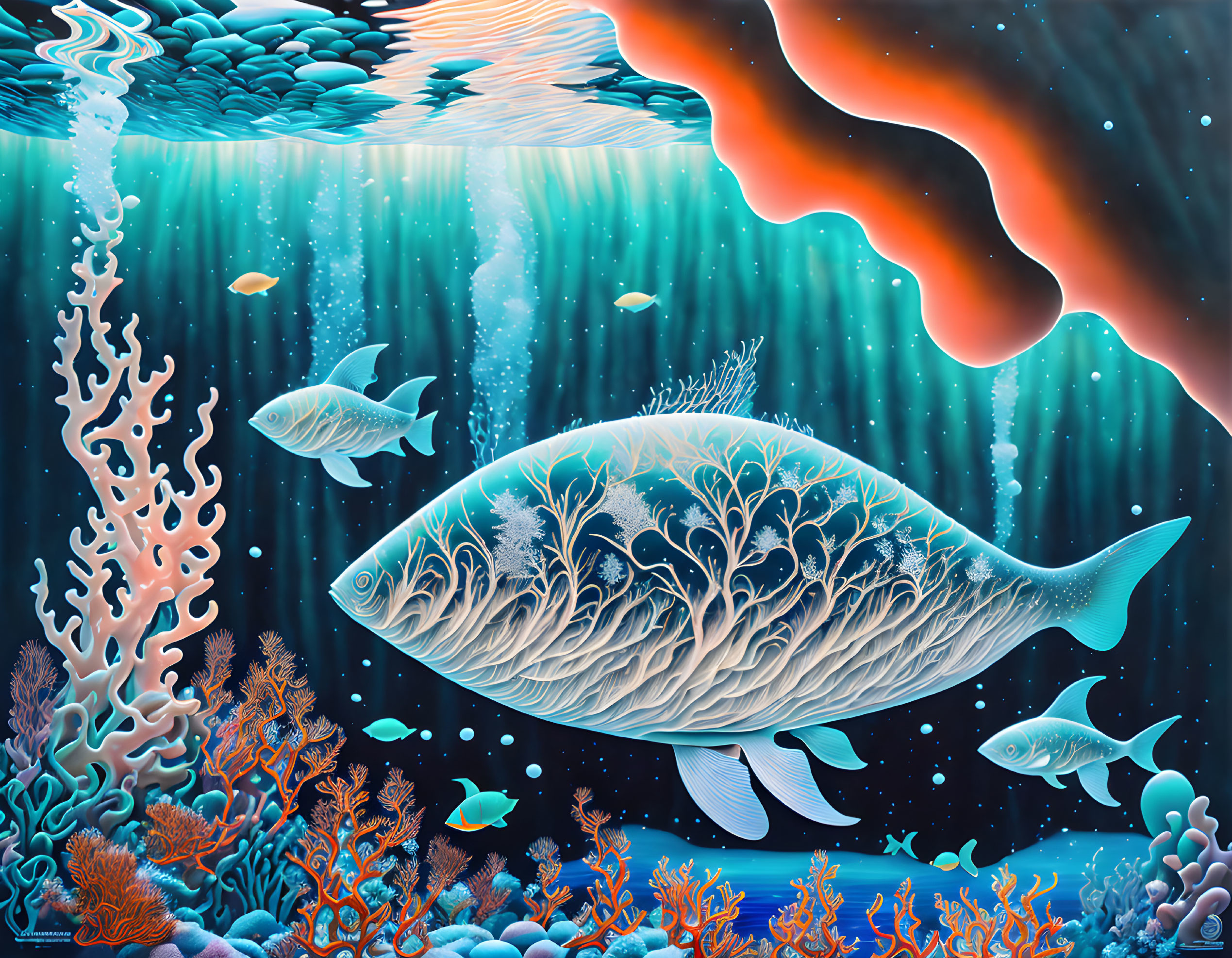 Colorful Underwater Scene with Diverse Marine Life and Intricate Fish