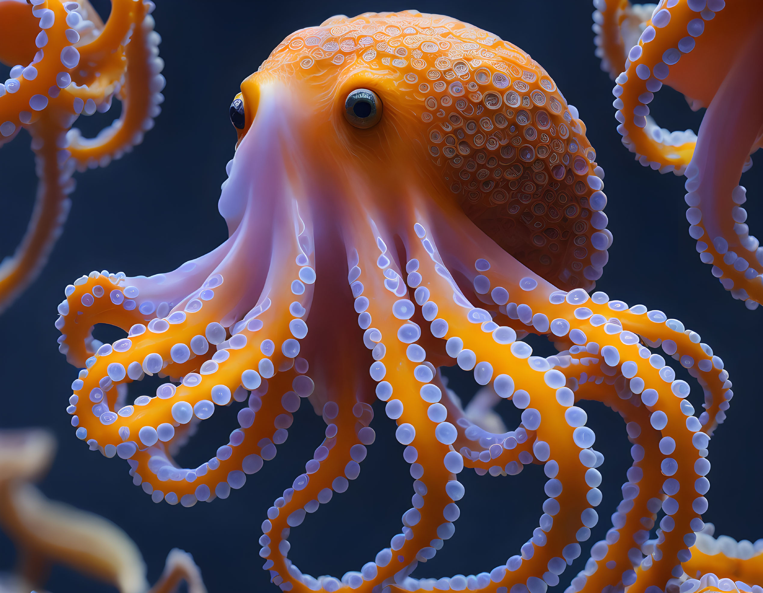 Vivid Orange Octopus with Textured Skin and Suction-Cupped Tentacles