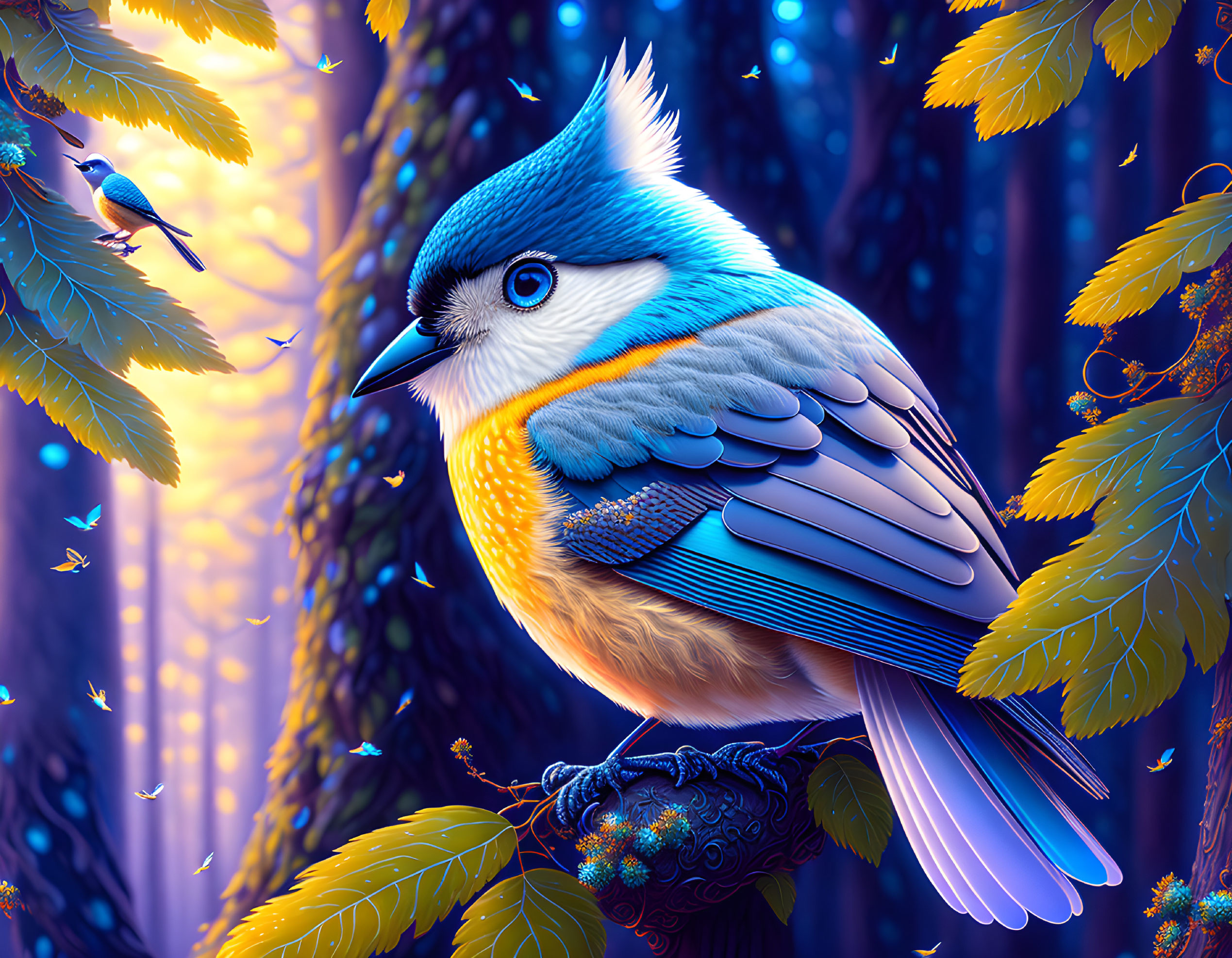 Titmouse in Enchanted Forest