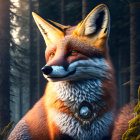 Detailed Fur Fox in Enchanted Forest Setting