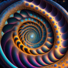 Colorful Spiral Fractal Image in Orange and Blue Tones