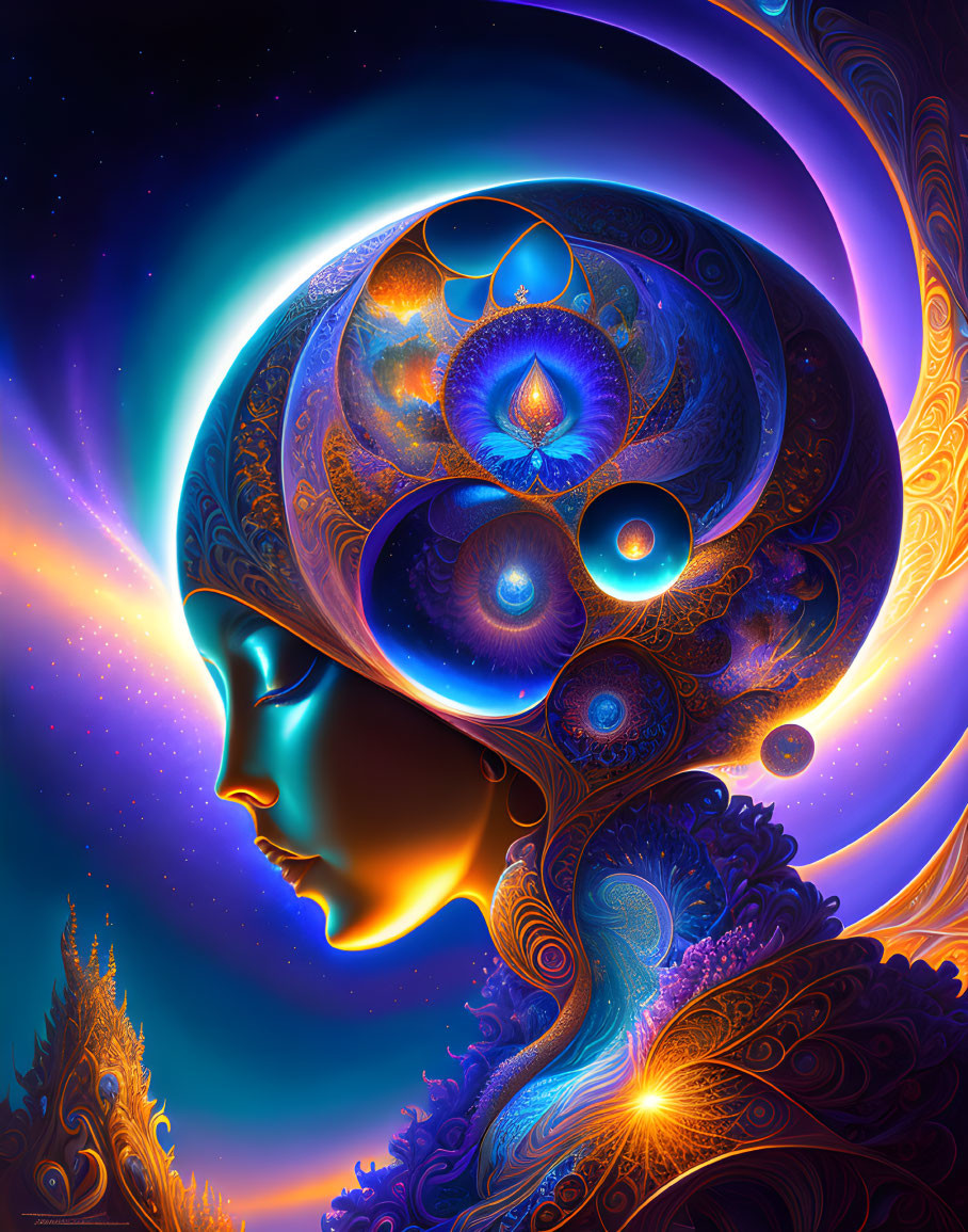 Profile Digital Artwork with Cosmic and Psychedelic Elements