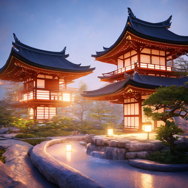 Japanese Architecture: Pagodas, Stone Lanterns, Tranquil Garden