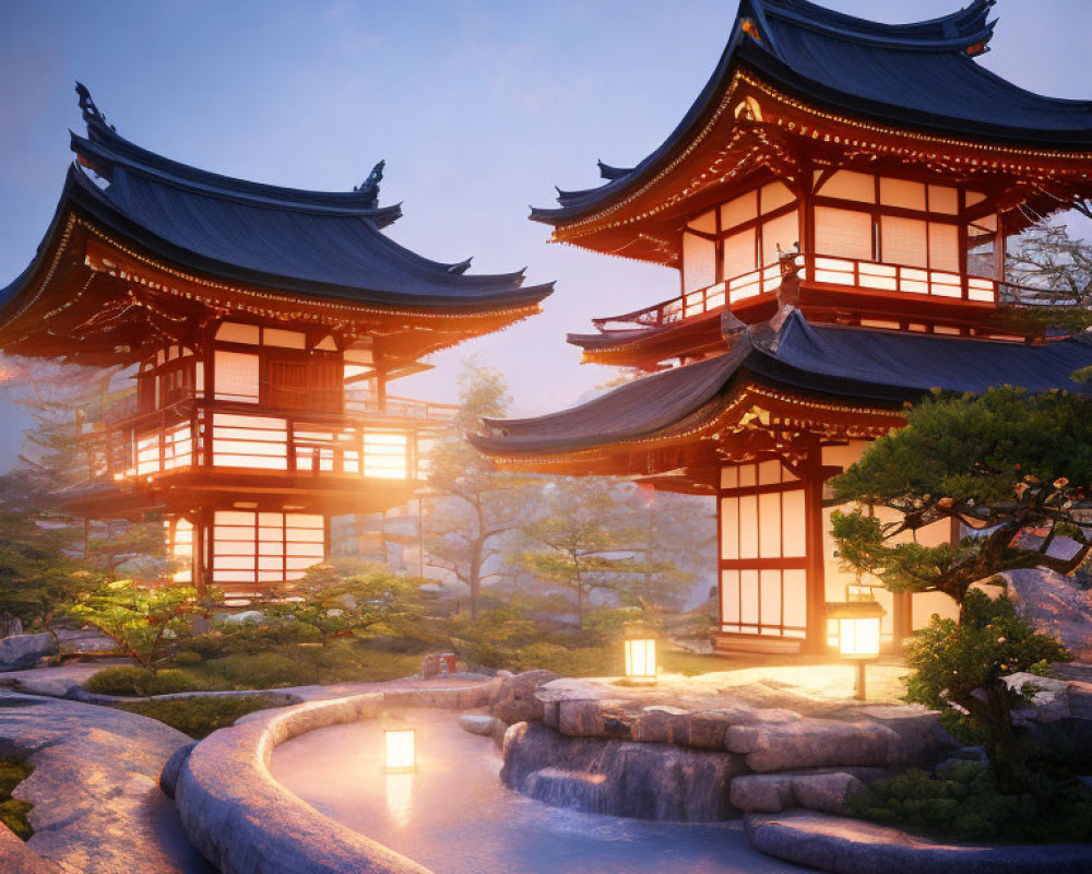 Japanese Architecture: Pagodas, Stone Lanterns, Tranquil Garden