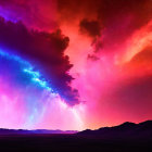 Colorful Twilight Sky over Silhouetted Mountains: Blue to Pink Spectrum