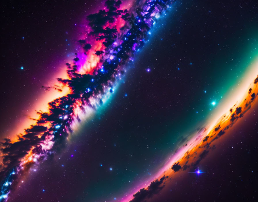 Colorful Cosmic Scene with Stars and Celestial Clouds