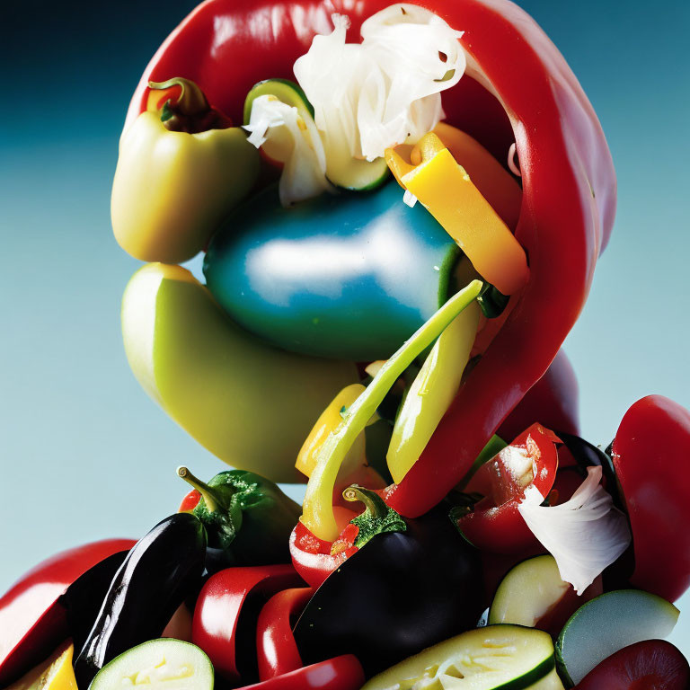 Colorful Vegetable and Fruit Spiral Tower Display