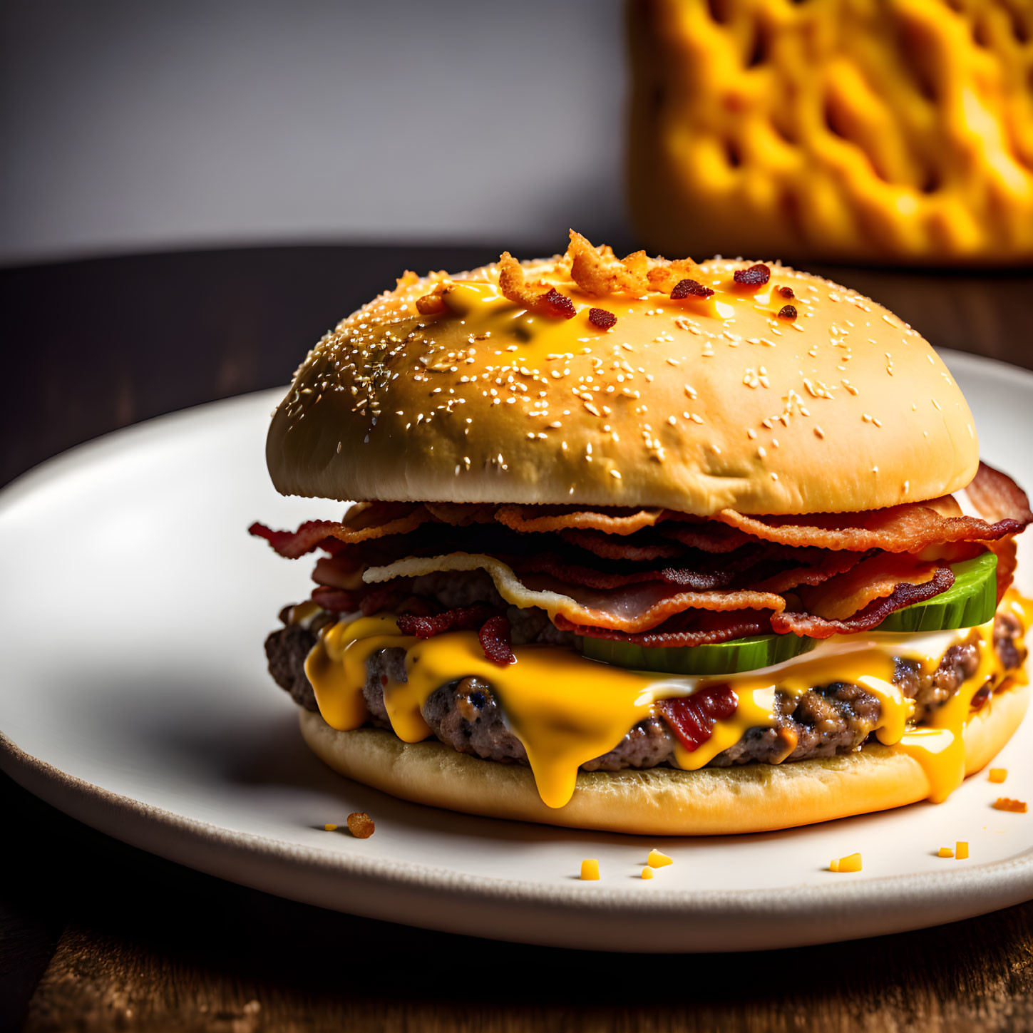 Succulent Bacon Cheeseburger on Sesame Seed Bun