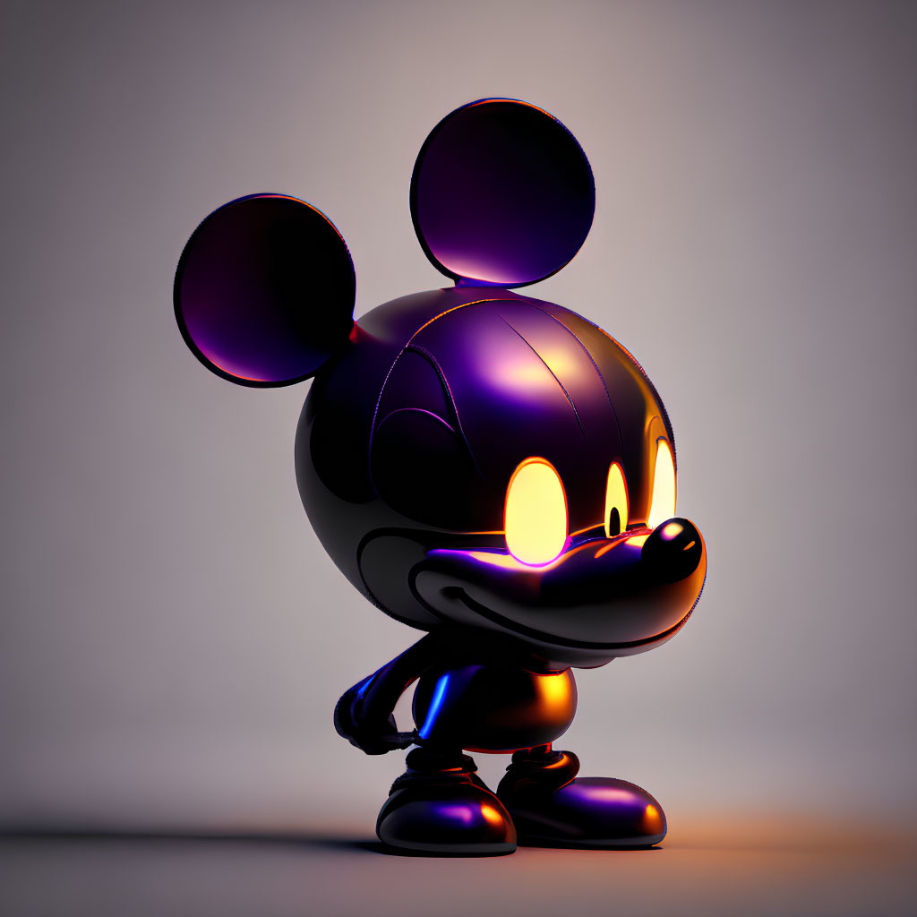 3D rendering of animated character with large ears and glowing eyes