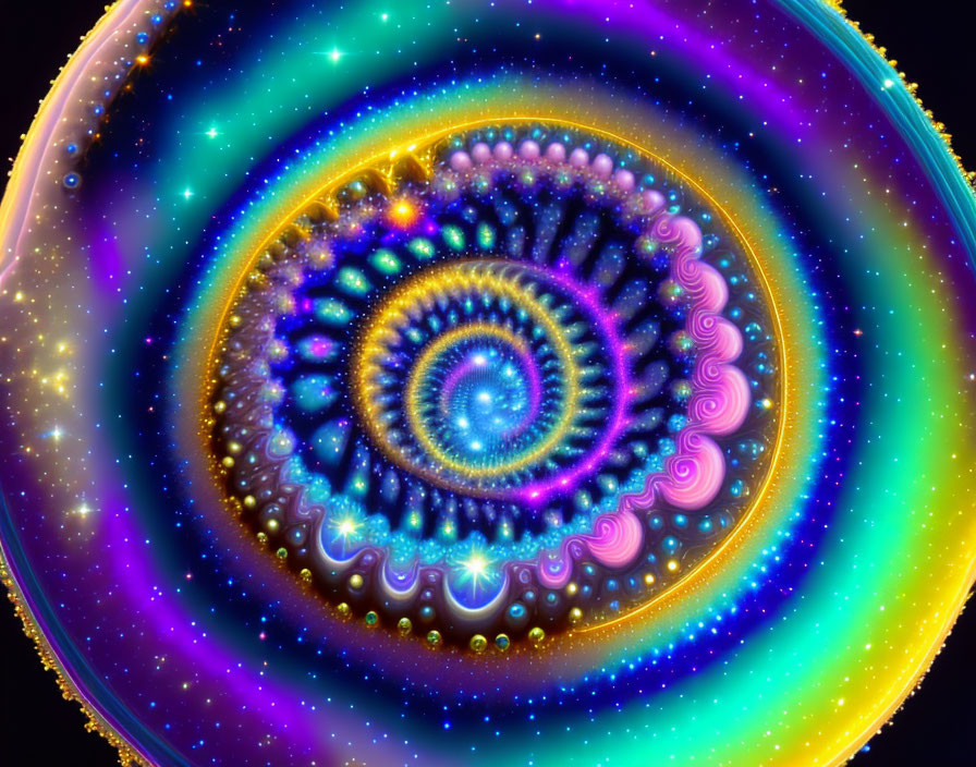 Colorful Spiraling Fractal Image with Cosmic Aesthetic