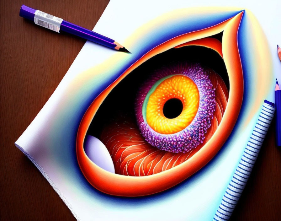 Hyperrealistic Eye Drawing with Pencil and Eraser on Paper