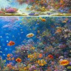 Colorful Fish and Coral in Vibrant Underwater Scene