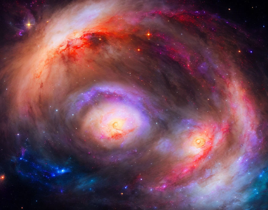 Colorful Spiral Galaxy with Swirling Arms and Bright Stars