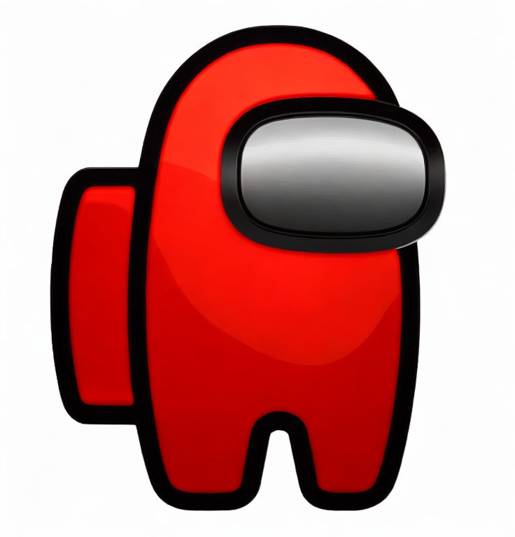 Red Crewmate Character with Visor and Backpack on White Background