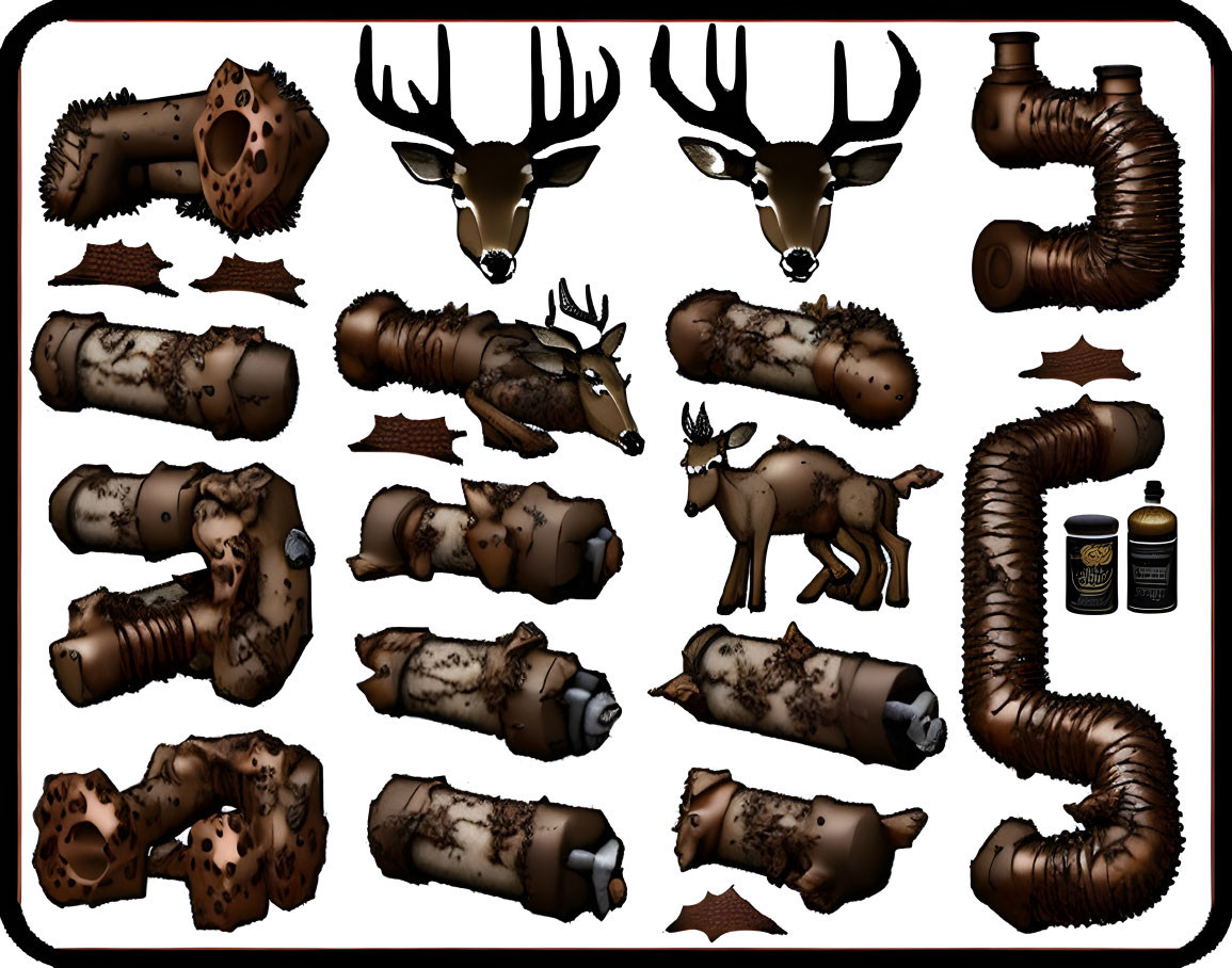 Illustrated Pipe Shapes and Deer with Chocolate and Cookie Textures