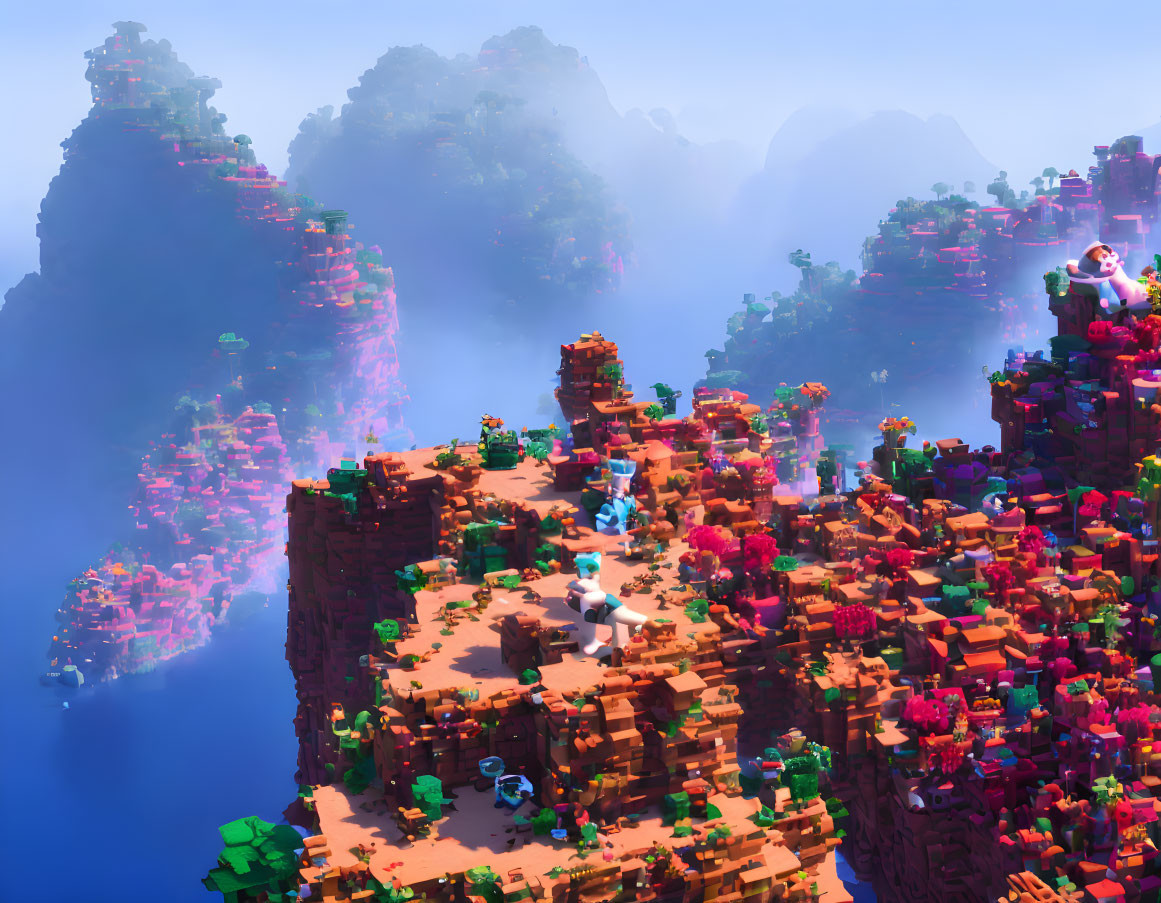 Colorful Flora on Floating Islands in Fantasy Landscape