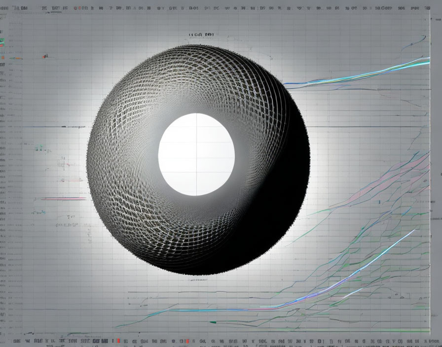 Detailed 3D Wireframe Torus with Graphical Analysis Background