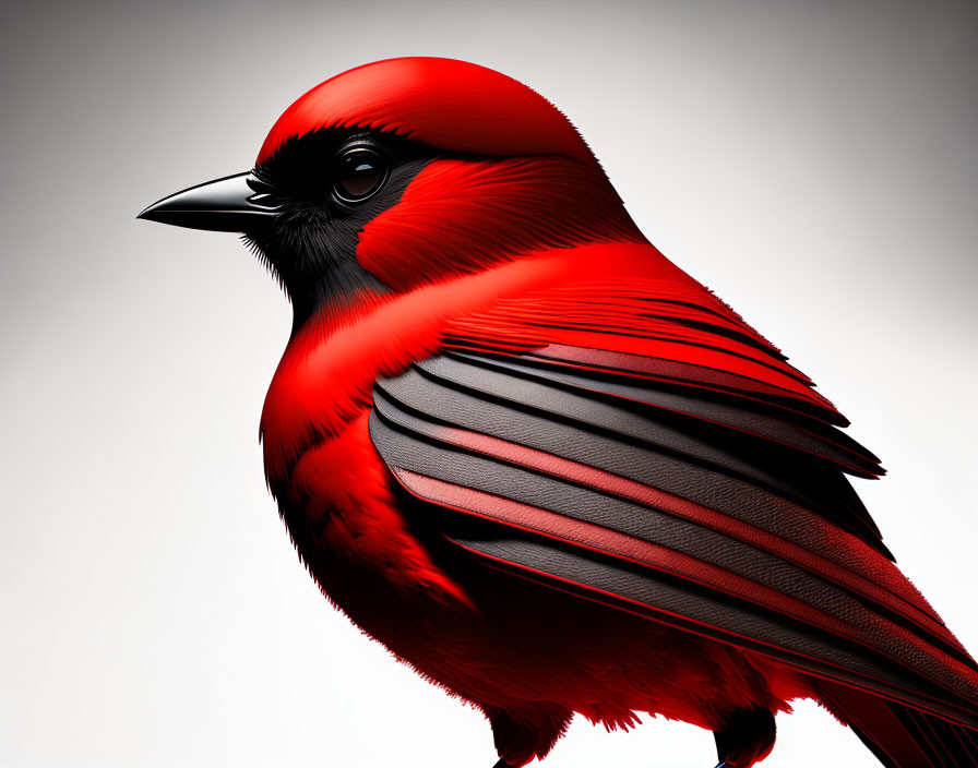 Detailed Red Cardinal Bird Illustration on Gray Gradient Background