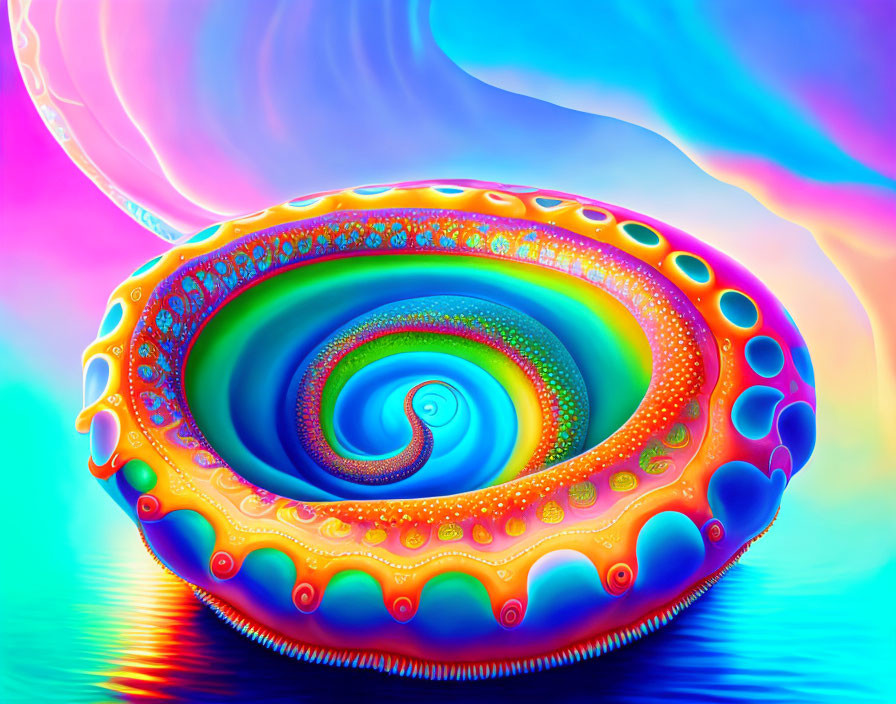 Colorful Abstract Spiral Pattern on Luminescent Background