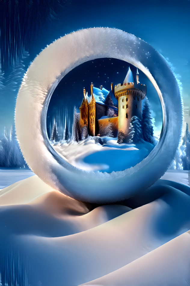 Castle in a snow bubble