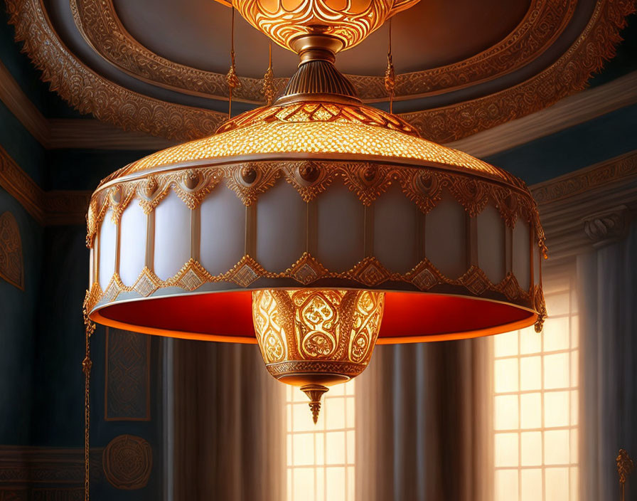 Intricate Vintage Style Chandelier in Ornate Room