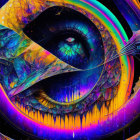 Colorful digital eye art with cosmic and neon elements