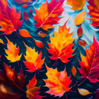 Colorful Autumn Leaves Floating on Rippling Water Surface