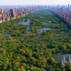 Large Urban Park Surrounded by Tall Buildings in Aerial View