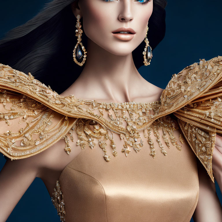 Luxurious Golden Jewelry Adorns Elegant Woman in Sophisticated Style