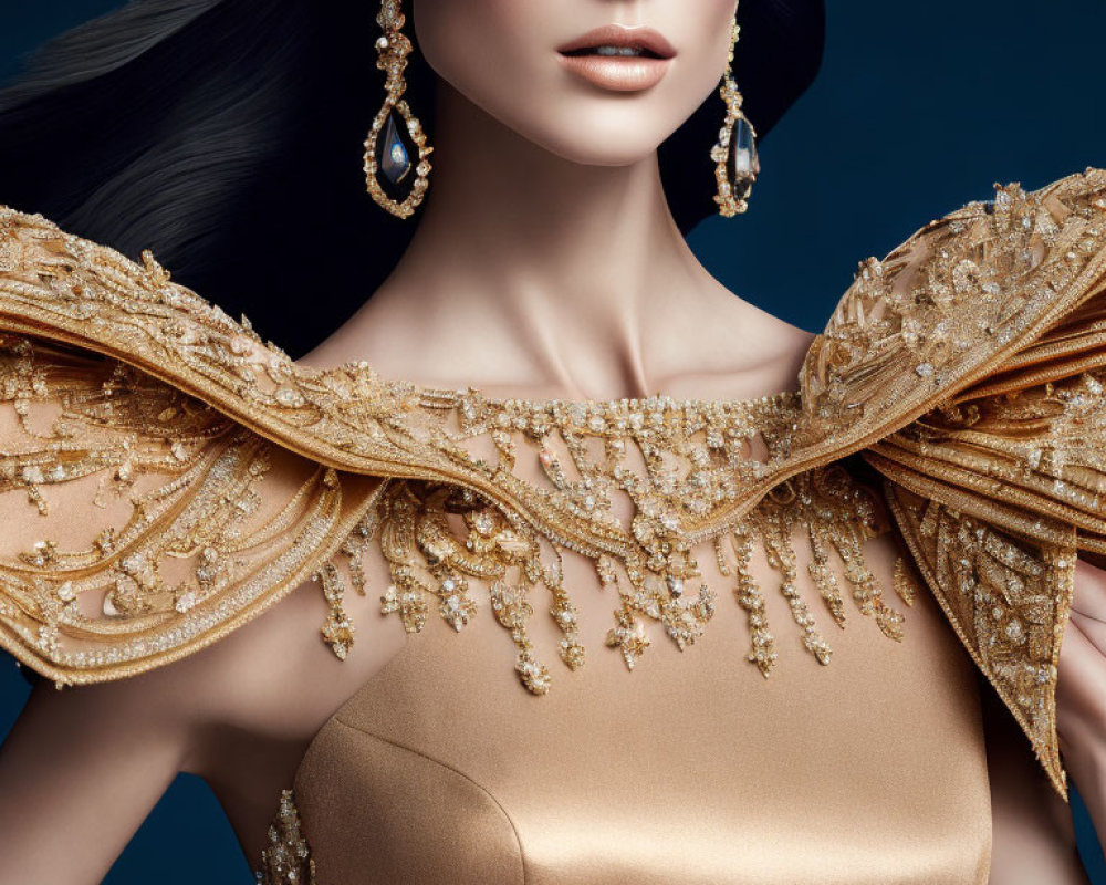 Luxurious Golden Jewelry Adorns Elegant Woman in Sophisticated Style