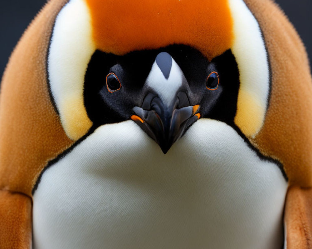 Vivid King Penguin Close-Up with Orange, White, & Black Feathers