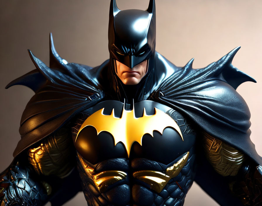 Detailed Batman Figure with Intense Gaze and Bat Symbol