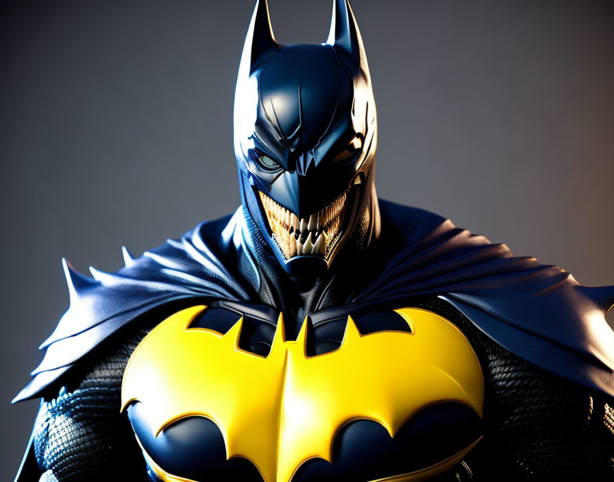 Detailed Batman illustration with intense gaze and iconic Batsuit.