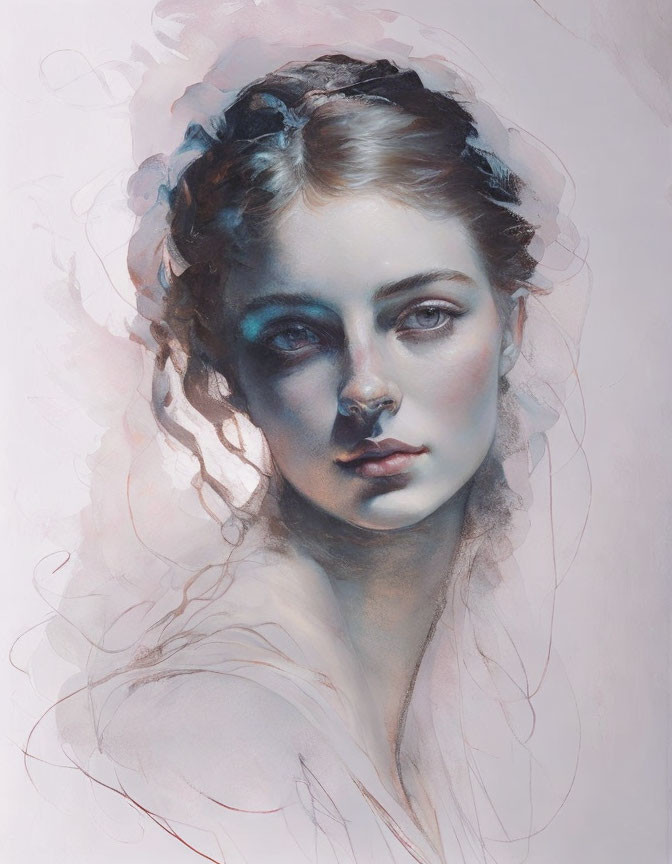 Ethereal portrait of woman with striking eyes and dreamlike quality