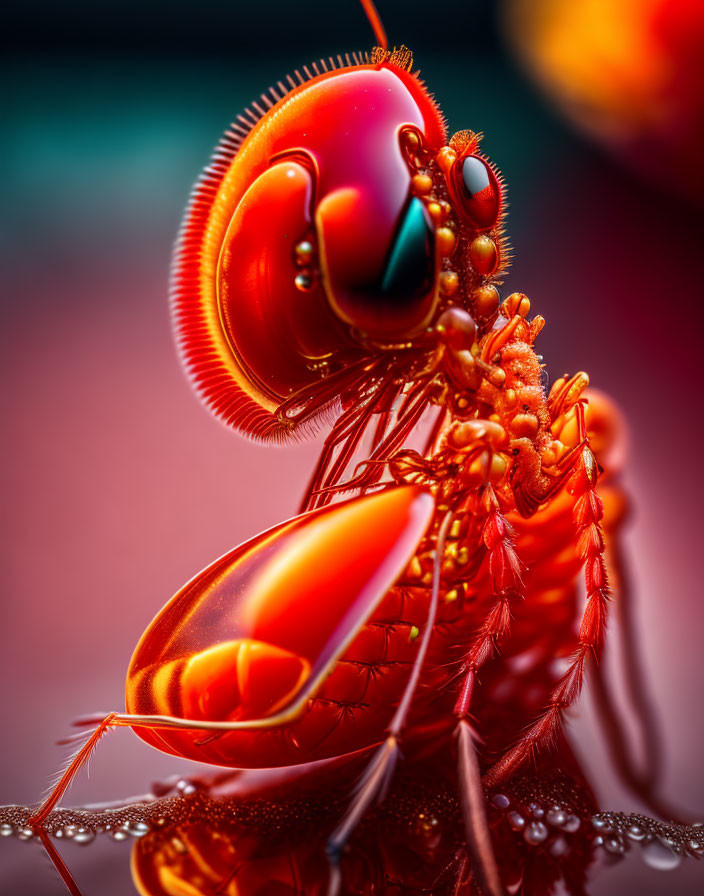 Vivid Red and Orange Dragonfly Macro Photograph