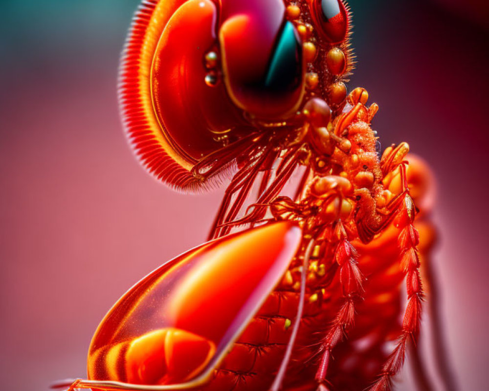 Vivid Red and Orange Dragonfly Macro Photograph