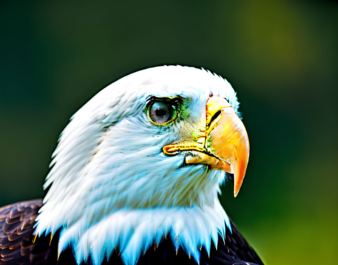 Detailed Close-Up of Bald Eagle with Sharp Beak and Intense Eyes