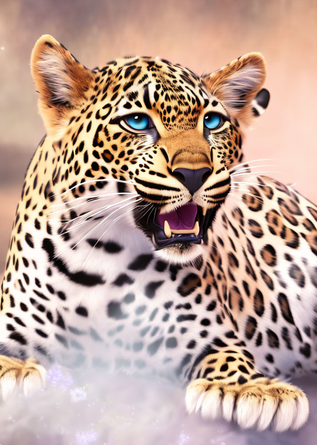 Leopard with Blue Eyes in Digital Artwork