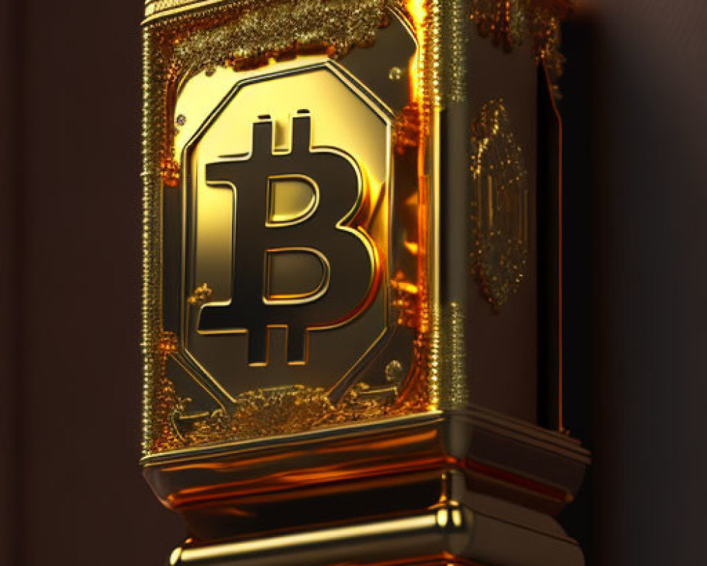 Luxurious Golden Bitcoin-Themed Furnace with Intricate Designs