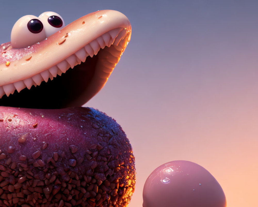 Colorful Smiling Cartoon Creature with Big Mouth in 3D Art