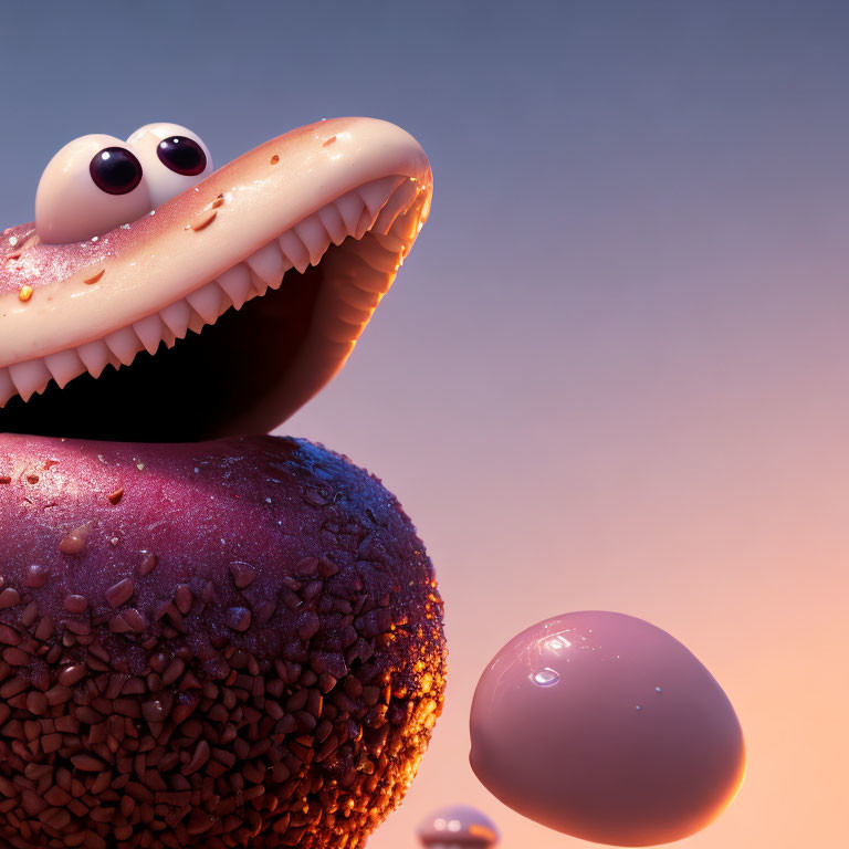 Colorful Smiling Cartoon Creature with Big Mouth in 3D Art