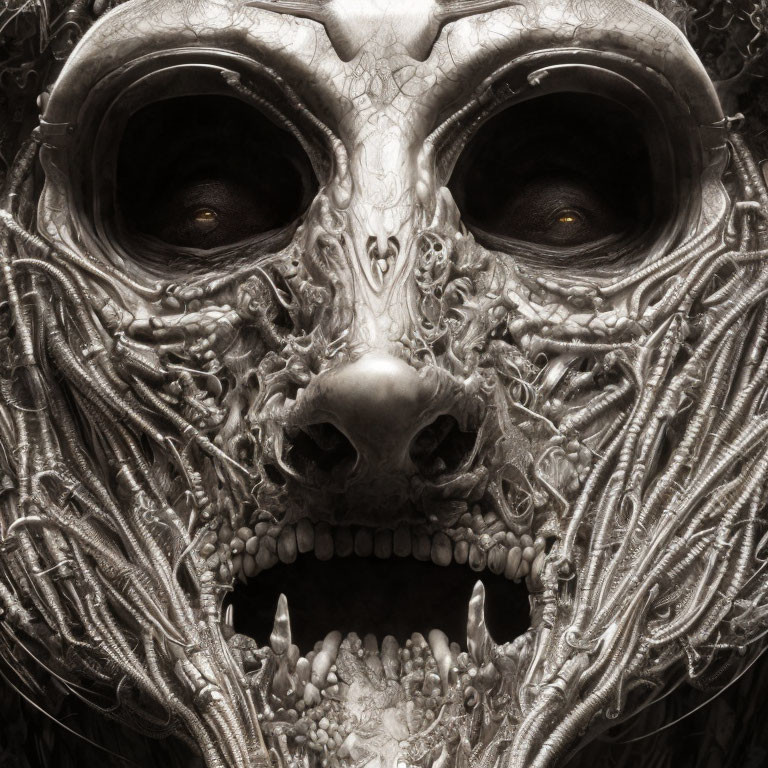 Detailed Fantasy Creature Mask with Menacing Vibe