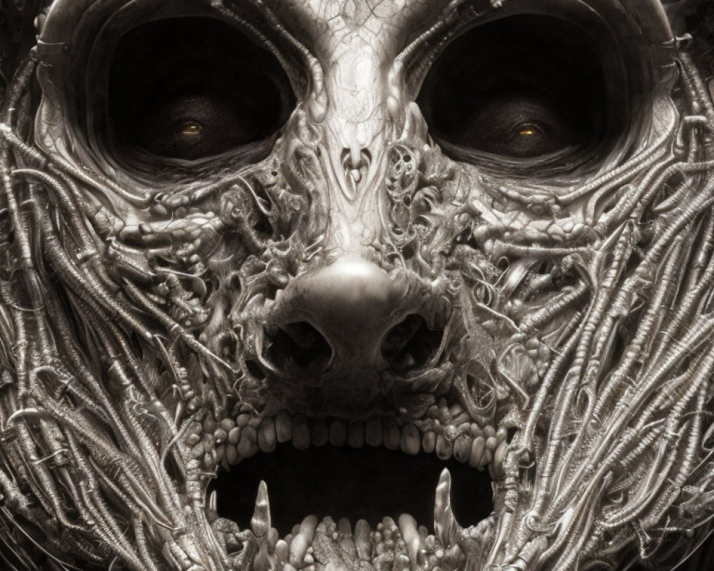 Detailed Fantasy Creature Mask with Menacing Vibe