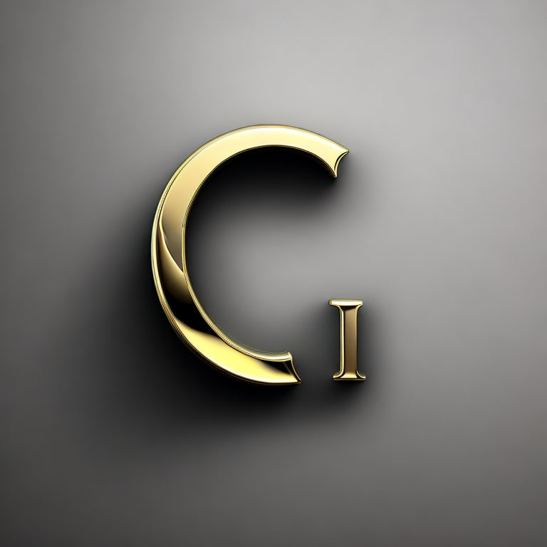 Gold Metallic Letter "C" on Dark Gray Background - Luxurious Design