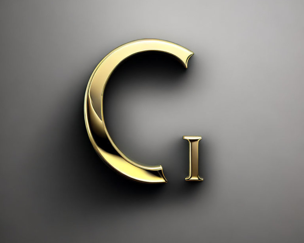 Gold Metallic Letter "C" on Dark Gray Background - Luxurious Design