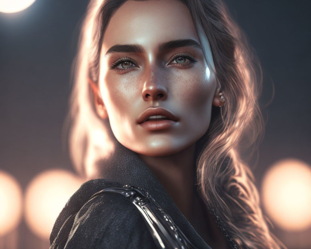 Captivating Green-Eyed Woman in 3D Rendering