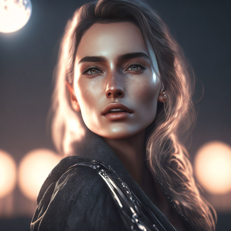 Captivating Green-Eyed Woman in 3D Rendering