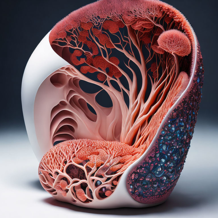 Detailed 3D Rendering of Human Kidney Cross-Section